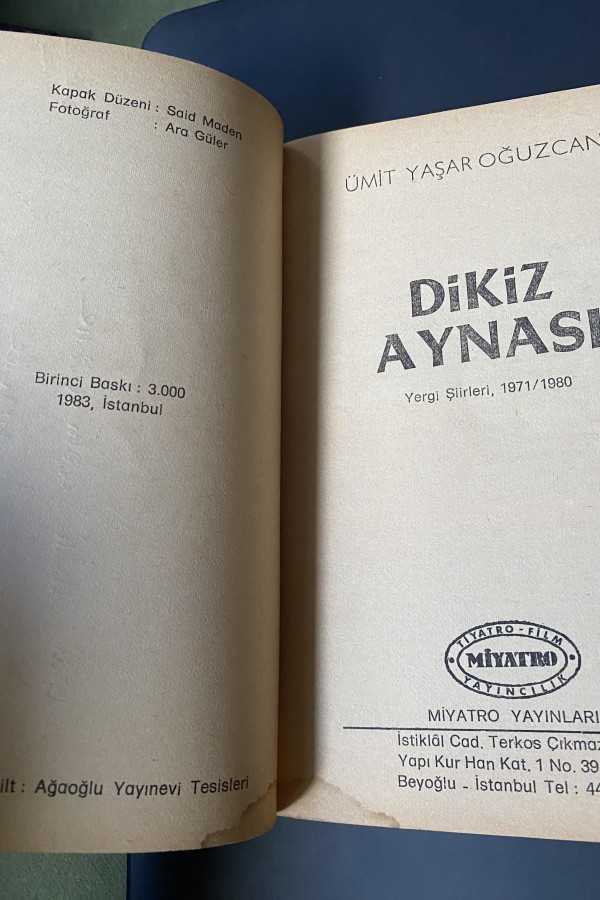 Ümit Yaşar Oğuzcan Dikiz Aynası İmzalı İthaflı Ümit Yaşar Oğuzcan Dikiz Aynası İmzalı İthaflı