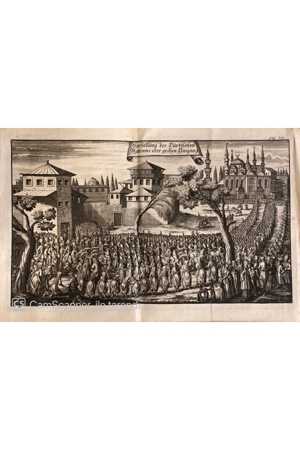 3. Ahmed Topkapı Sarayı Bayram Merasimi 1723 Tarihli Ahşap Baskı Gravür