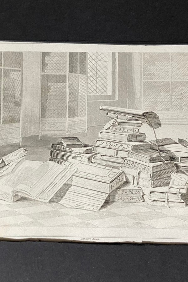 Osmanlı kütüphanesi gravürü