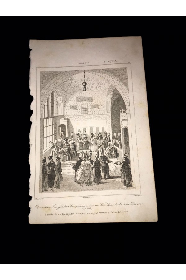 Avrupa Elçisinin Sadrazamla Yemeği Gravürü