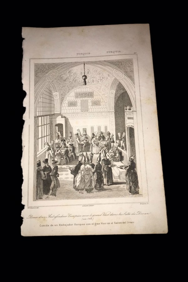 Avrupa Elçisinin Sadrazamla Yemeği Gravürü Avrupa Elçisinin Sadrazamla Yemeği Gravürü