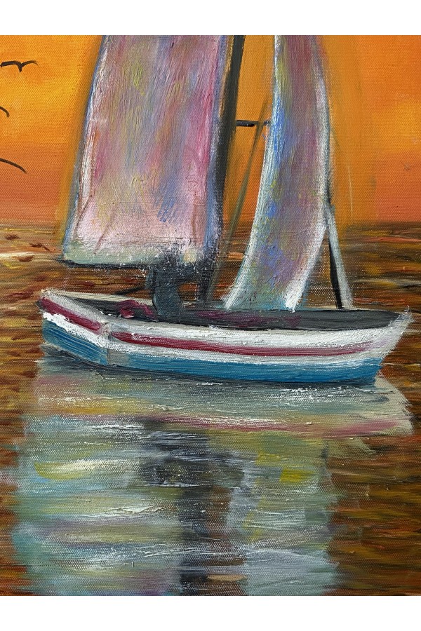 İmzalı Yelkenli Tablo